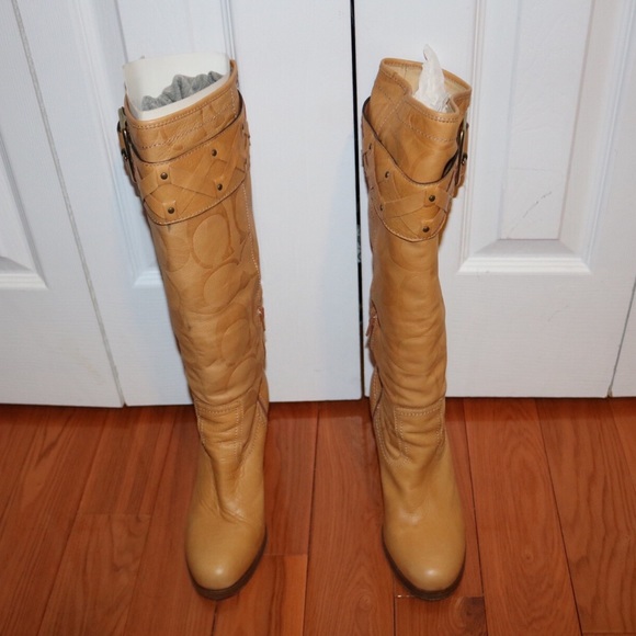 Coach embossed tall leather boots - Picture 2 of 8